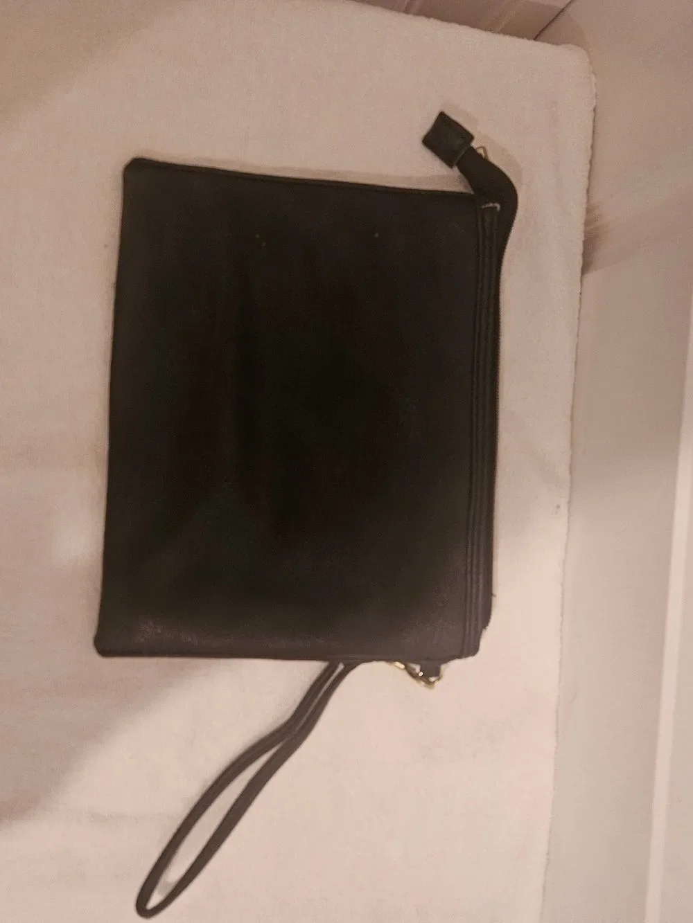 Black Studded Wristlet Clutch with Gold Hardware